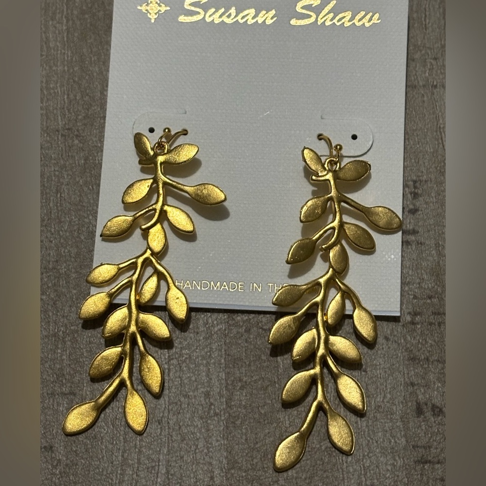 Susan Shaw Gold Vine Earrings